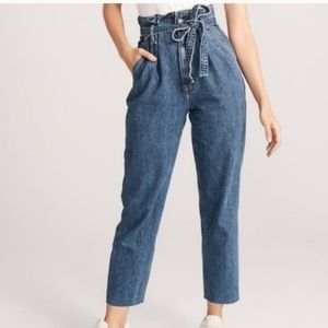 A&F highwasited paper bag crop jeans